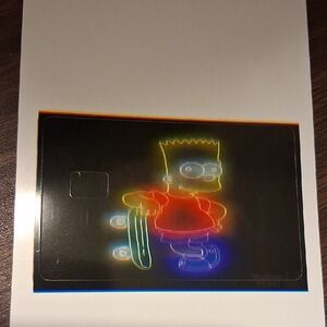 Neon Bart Simpson Skateboard Holographic Sticker Decal Debit Card Sticker